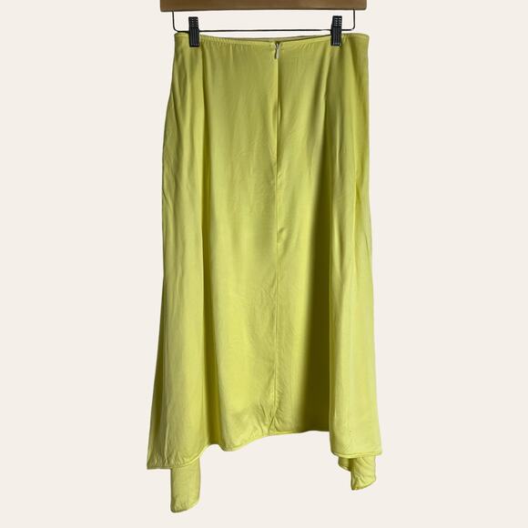 Hugo Boss Yellow Asymmetric Sharkbite Side Button Midi Skirt Size 4 - Picture 7 of 12